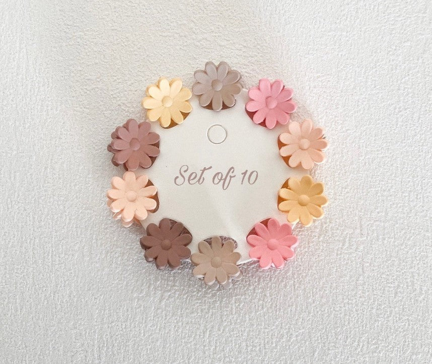 Set of 10 - Matte Claws Flower Hairclip