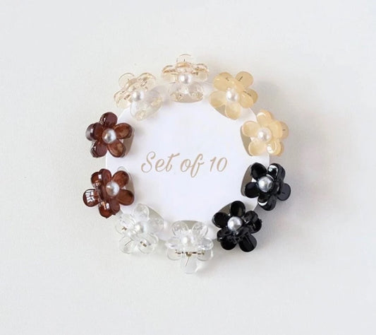 Set of 10 - Daisy Pearl Clawclip