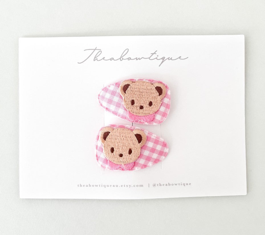 Embroidered Bear Snap Clip