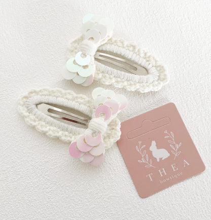 Pearly Ribbon Crochet Clip