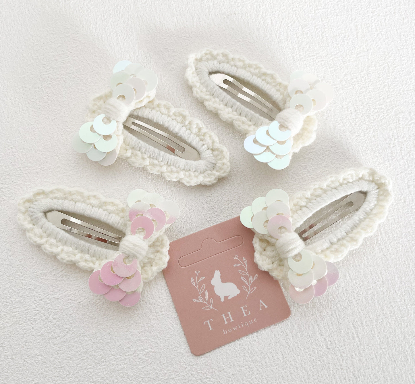 Pearly Ribbon Crochet Clip